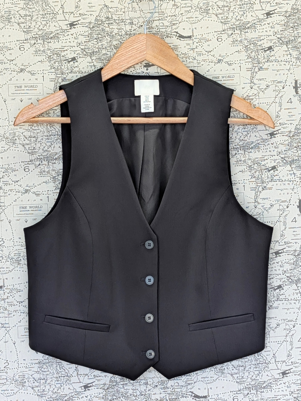 H&M Classic Tailored Black Suit Vest / Waistcoat Size Medium